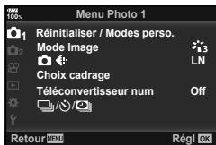 OLYMPUS OM-D-EM1 MARK ii - Utilisation du Menu Photo 1/Menu Photo 2 - 1