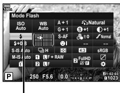 OLYMPUS OM-D-EM1 MARK ii - Placez le levier ON/OFF du flash sur la position ON et allumez l'appareil photo. - 2