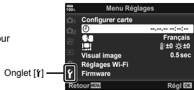 OLYMPUS OM-D-EM1 MARK ii - Sélectionnez [O] dans l'onglet [f] (Réglages). - 1