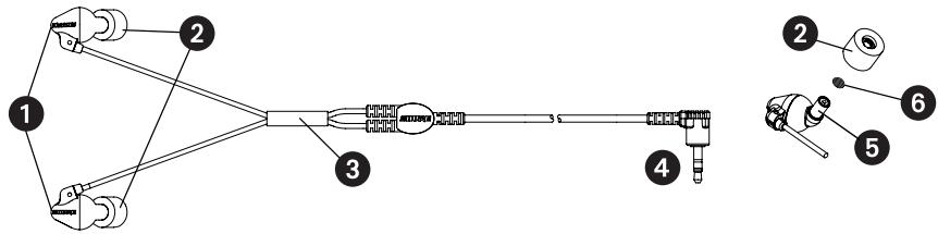 SHURE JSH E3 - COMPOSANTS DES ÉCOUTEURS - 1