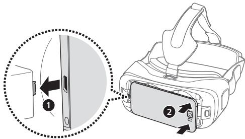 SAMSUNG GEAR VR FOR S6 - Appuyez sur la touche Verrouillage téléphone et retirez le cache avant. - 2