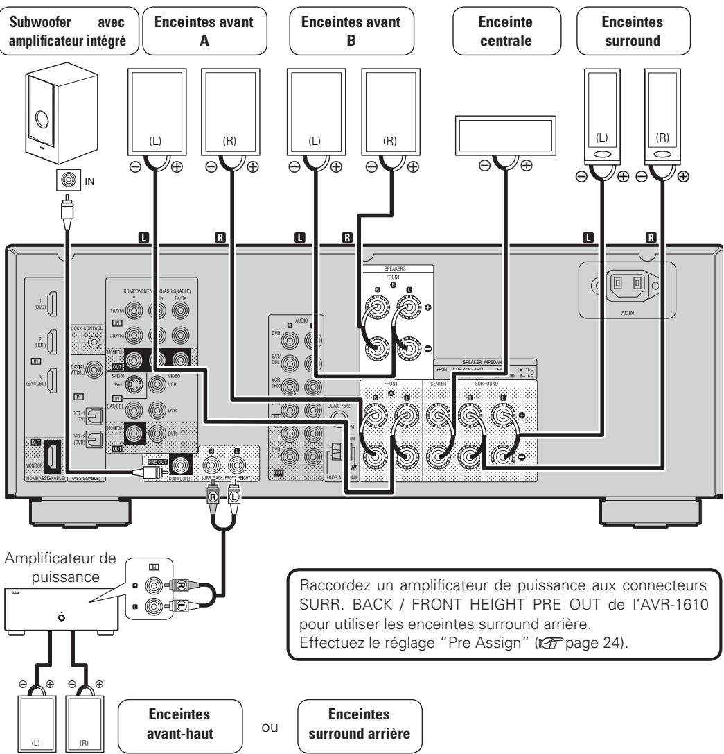 DENON AVR 1610 BK - Connexion du enceintes - 1