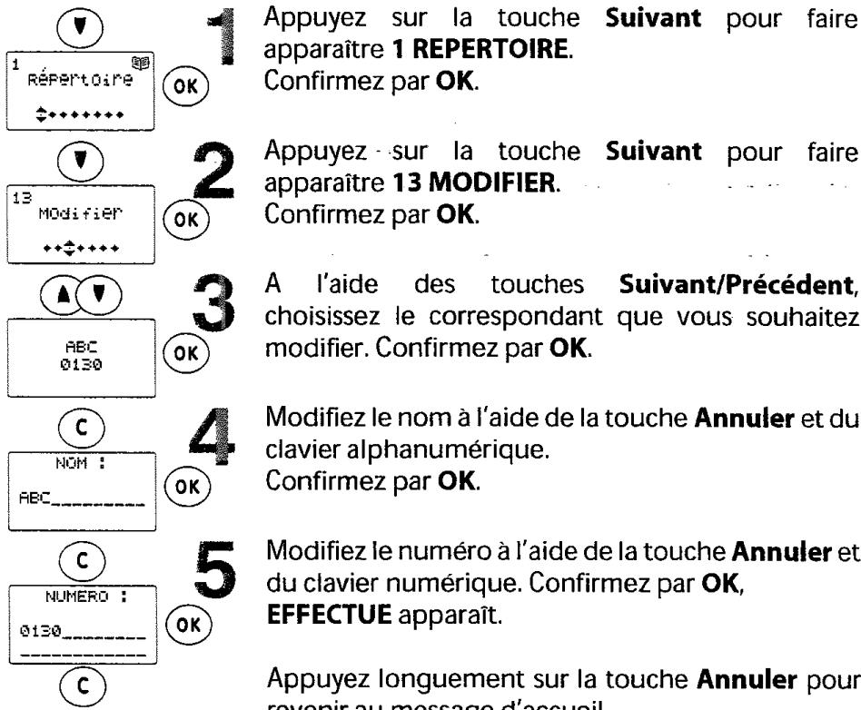 SAGEM WP 1233 SMS - Modifier un numero dans le repertoire - 1