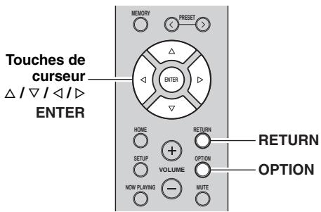 YAMAHA RNG602 - Configuration de réglages de lecture distincts pour différentes sources de lecture (menu Option) - 1