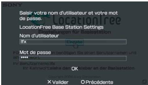 SONY 2-671-880-31 - Saisissez l'ID utiliser et le mot de passage, Sélectionnez [OK], puis appuyez sur la touche  . - 1