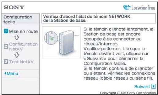SONY 2-671-880-31 - Suivez les instructions affichées à l'écran pour vérifier que le témoin NETWORK est allumé, Sélectionnez [Suvant], puis appuyez sur la touche  . - 1
