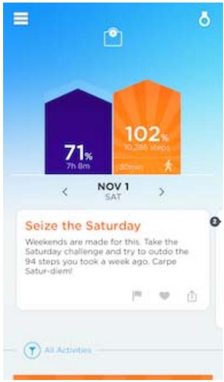 JAWBONE UPMOVE - L'écran d'accueil et de l'activité Connexion - 1