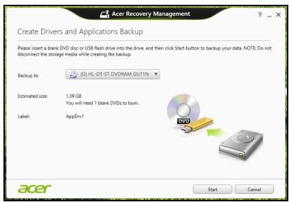 ACER ASPIRE TC-605-054 - Créer la sauvégarde des pilotes et des applications - 2