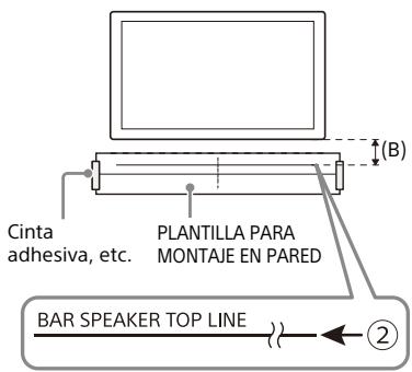 SONY HT-A7000 - Mida la profundidad del teovisor montado (A) y verifique en lasuma tablel el espacio requisitejo entre la parte inferior del teovisor y la parte superior del altovoz de barra (B). - 3