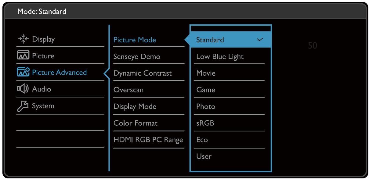 BENO GW2470H - Menu Image Avancée - 1