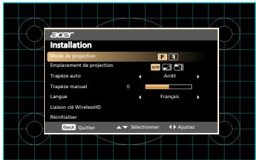 ACER X138WH - Menu d'installation - 1