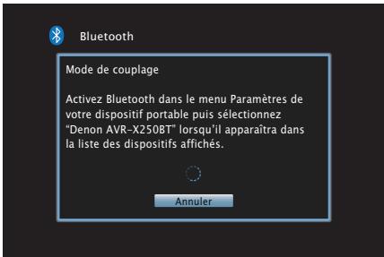 DENON AVRX250BTBRE2 - Appuyez sur Bluetooth pour passer à la source d'entrée "Bluetooth". - 1