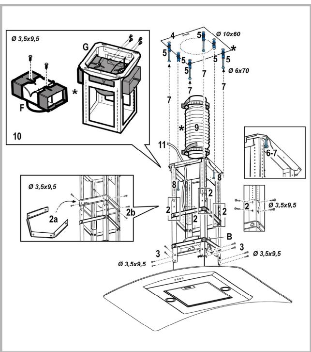SCHOLTES HP 366 IX INOX - Installation du modele pour plafond (flot) - 1
