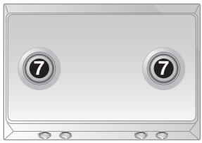 SMEG CTA ASR275X2 - Disposition des brûleurs sur la table de cuisson - 1