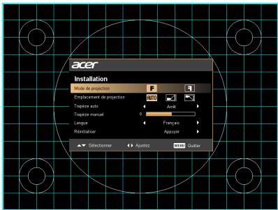 ACER X1263 - Menu d'installation - 1