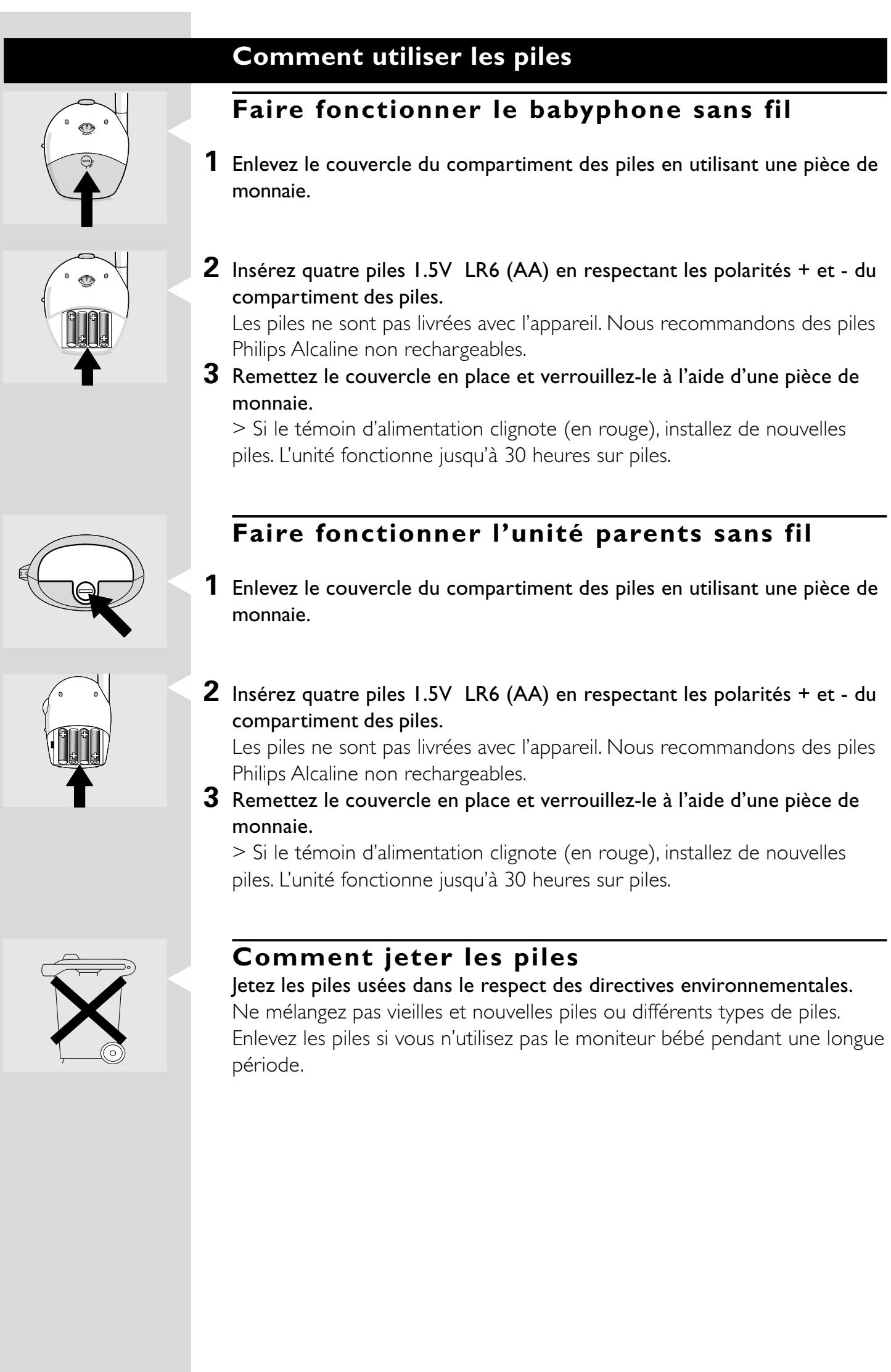 PHILIPS SBCSC 463/SCD463/00 - Comment utiliser les piles - 1