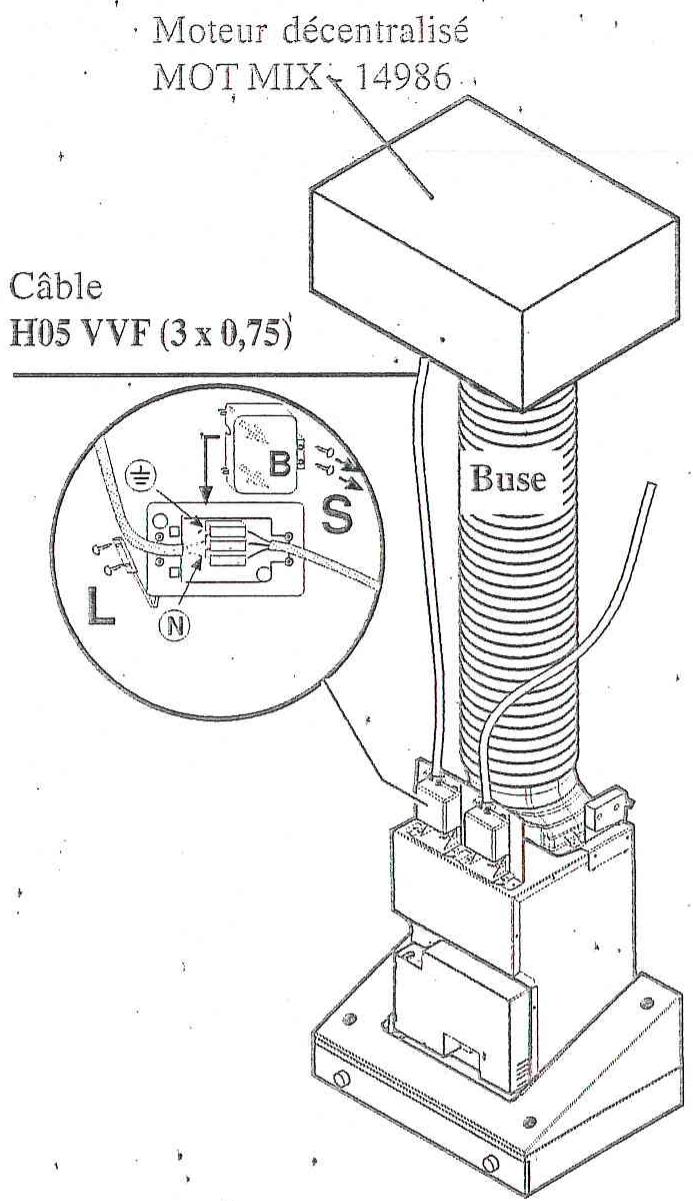 SCHOLTES HX 4 BLC - Raccordement de la buse d'évacuation au moteur décentralisé - 1