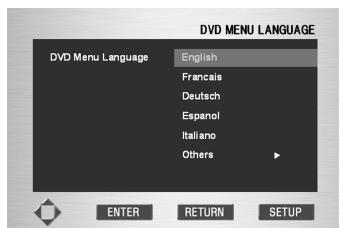 MARANTZ DV9500 - Utilisation de la langue du menu du DVD (DVD Menu Language) - 1
