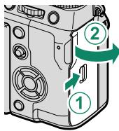 FUJIAPN HYBRIDEX-1T5 - Open the memory card slot cover. - 1