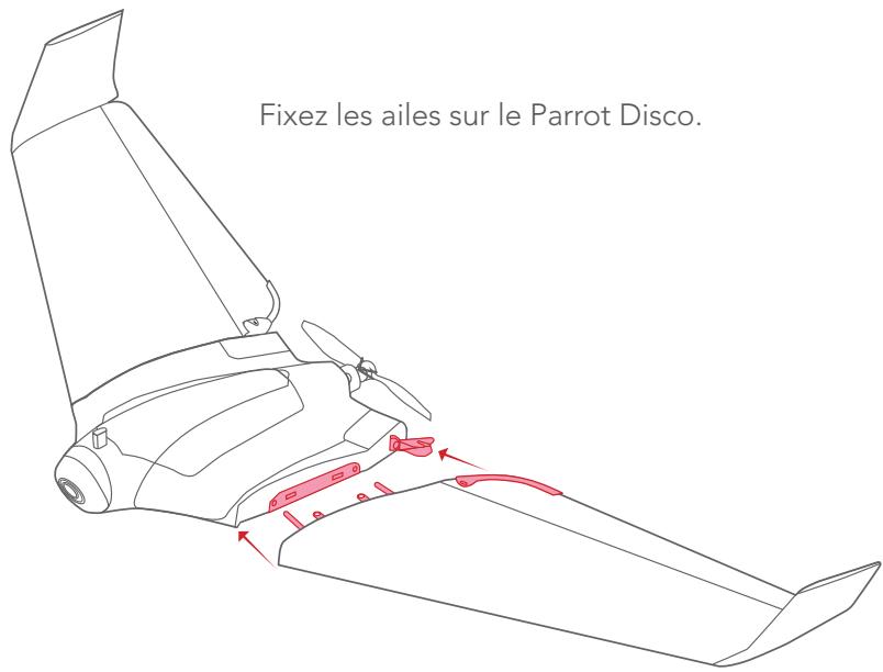 Fixez les ailes sur le Parrot Disco.