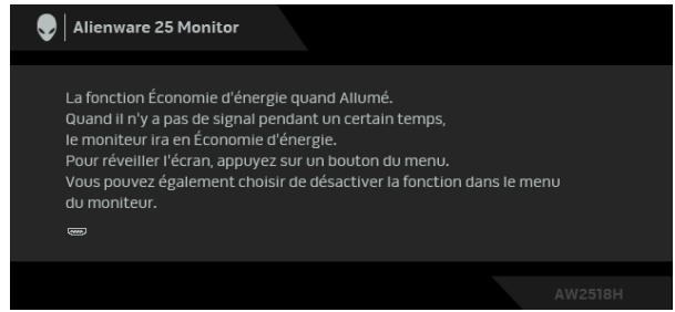 DELL AW2518H - Message d'advertissement OSD - 1