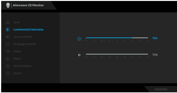 DELL AW2518H - Accès au système des menus - 2