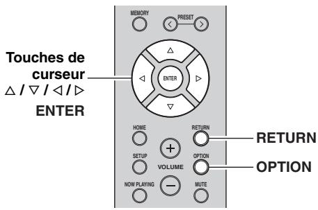 YAMAHA R-N803D - Configuration de réglages de lecture distincts pour différentes sources de lecture (menu Option) - 1