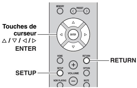 YAMAHA R-N803D - Configuration des diverses fonctions (menu Setup) - 1