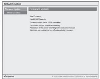 PIONEER N-P01S - L'écran de statut d'installation du micrologiciel s'affiche. appuyez sur la touche ok. - 1