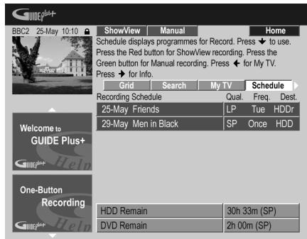 PIONEER DVR-LX60D - Sélectionnez 'Schedule' sur la barre de menu. - 1