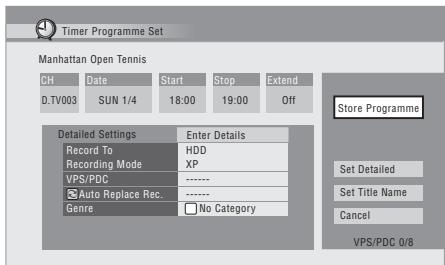 PIONEER DVR-LX60D - Entrez les réglages de programmation d'enregistrement. - 1