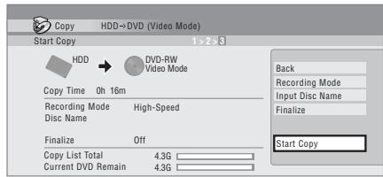 PIONEER DVR-LX60D - Sélectionnez 'Start Copy' pour lancer la copie. - 1