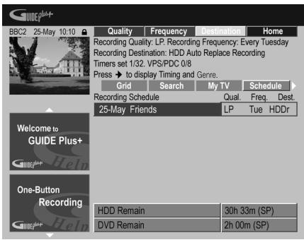 PIONEER DVR-LX60D - Appuyez sur la touche d'action JAUNE (Destination) pour selectionner la destination de l'enregistrement. - 1