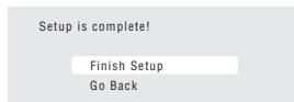 PIONEER DVR-LX60D - Sélectionnez 'Finish Setup' pour quitter Setup Navigator, ou bien selectionnez 'Go Back' dans le cas où vous souhaiteriez reprendre les réglages. - 1