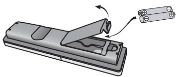 PIONEER DVR-LX60D - Mise en place des piles dans le boîtier de télécommande - 1