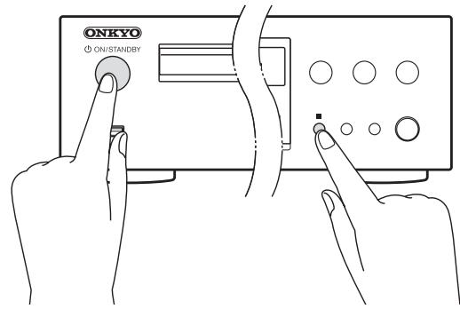 ONKYO CN7050 - Alors que l'unité est activée, appuyez longuement sur le bouton stop (■) et appuyez sur le bouton STANDBY/ON. - 1