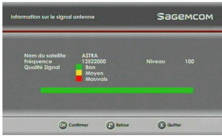 SAGEM DS 87 HD - Information sur le signal de l'antenne - 1