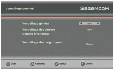 SAGEM DS 87 HD - Options de verrouillage - 1