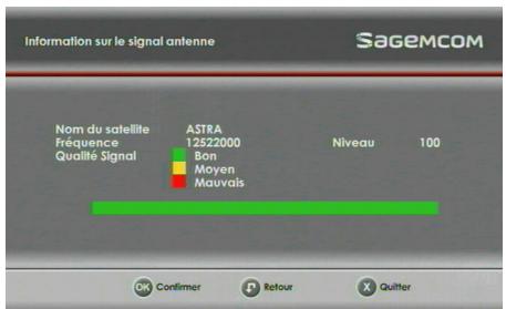 SAGEM DS 87 HD - Information sur le signal antenné - 1
