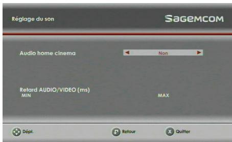 SAGEM DS 87 HD - Réglage du retard audio/vidéo - 1