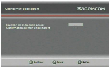 SAGEM DS 87 HD - Changement de code parent - 1