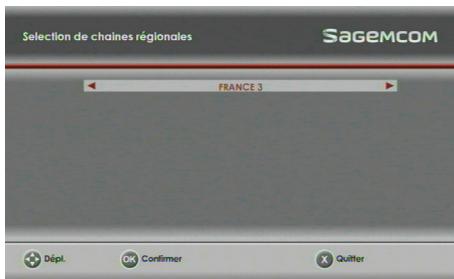 SAGEM DS 87 HD - Choix de la région France 3 - 3