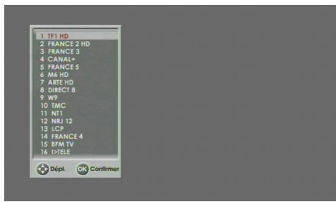 SAGEM DS 87 HD - Depuis la liste des chaînes - 1
