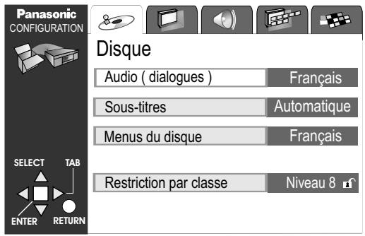 PANASONIC DVD-S35 - Sélectionner la combinaison de sortie pour les bornes AV et de composant: - 1