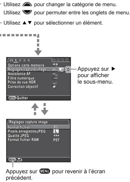 PENTAX K-3 NU NOIR - Utilisation de l'écran de réglage des paramètres - 3