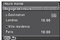 PENTAX K-3 NU NOIR - Affichage de la date et l'heure locales de la ville spécifiée - 1