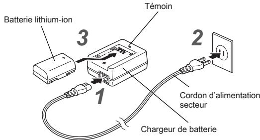 PENTAX K-3 NU NOIR - Branchez le cordon d'alimentation secteur sur le chargeur de batterie. - 1