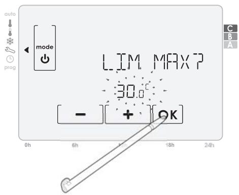 SOMFY 4241240wt - A- Réglage de la limite maximum de la température Confort - 2