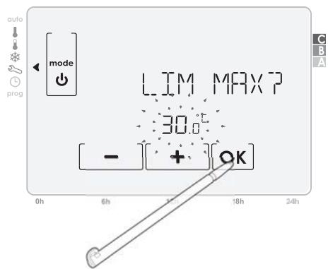 SOMFY 4241240wt - B- Réglage de la limite minimum de la température Confort - 2