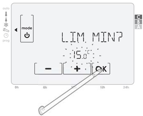 SOMFY 4241240wt - B- Réglage de la limite minimum de la température Confort - 3